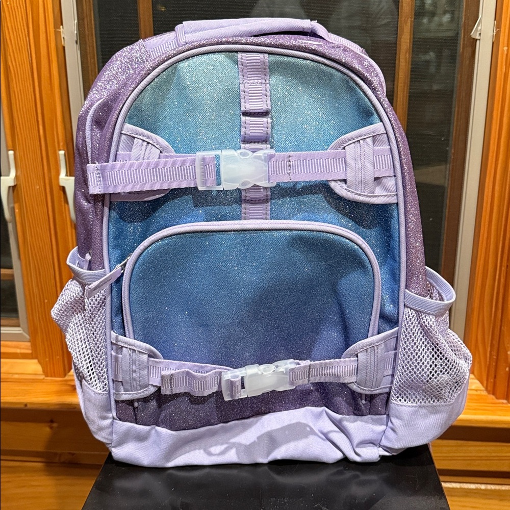 Pottery Barn Kids Purple and Blue Ombré Glitter Backpack.
